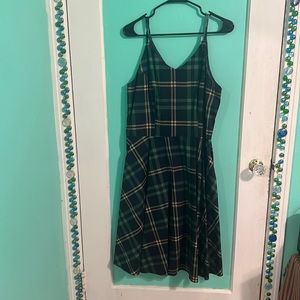 Green plaid dress